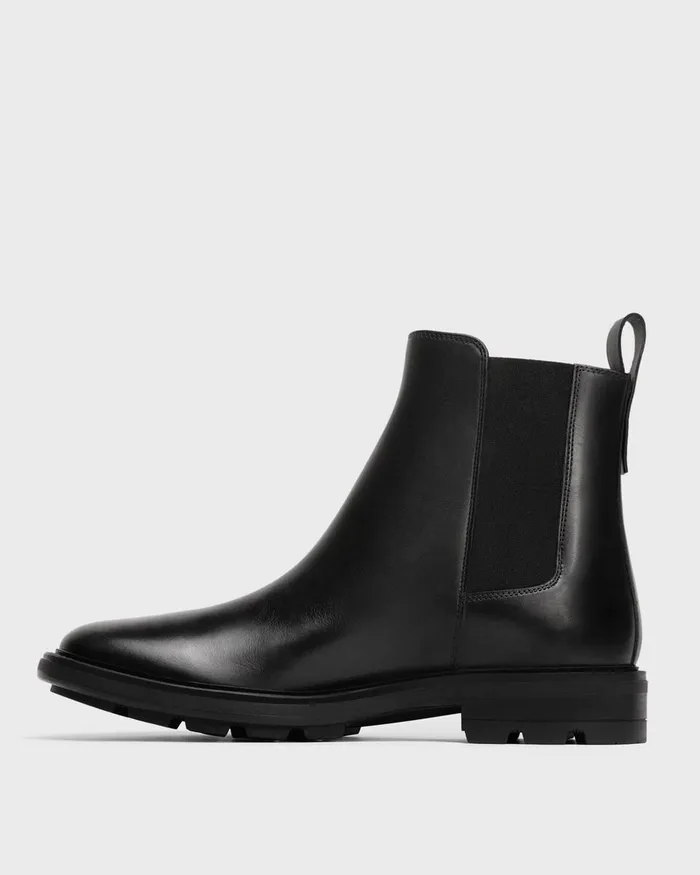 Men Theory Shoes Chelsea Boot In Leather Black