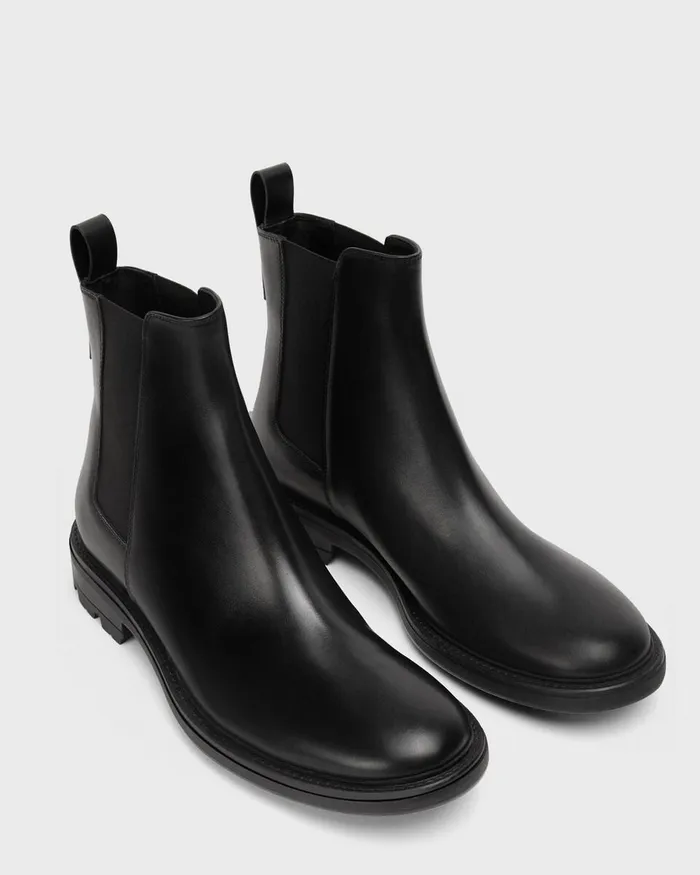 Men Theory Shoes Chelsea Boot In Leather Black