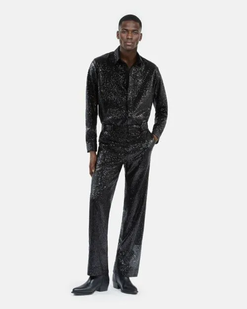 Men Trousers and Jeans The Kooples StraightCut Black Sequin Pants Black