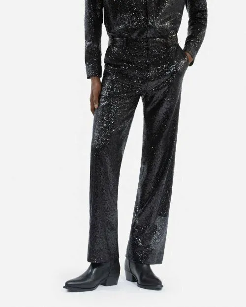 Men Trousers and Jeans The Kooples StraightCut Black Sequin Pants Black