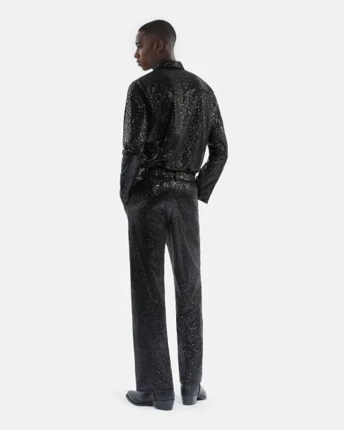 Men Trousers and Jeans The Kooples StraightCut Black Sequin Pants Black