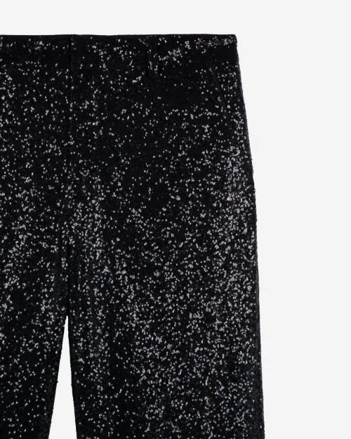 Men Trousers and Jeans The Kooples StraightCut Black Sequin Pants Black