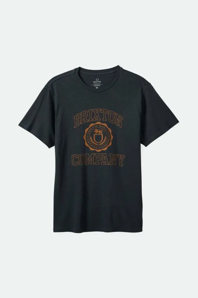 Men University SS Standard TShirt Black Worn Wash Brixton TShirts