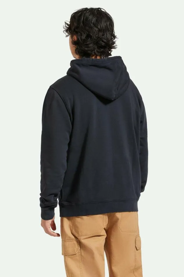 Men Varsity Broken In Hoodie Black Worn Wash Brixton Sweatshirts and Hoodies