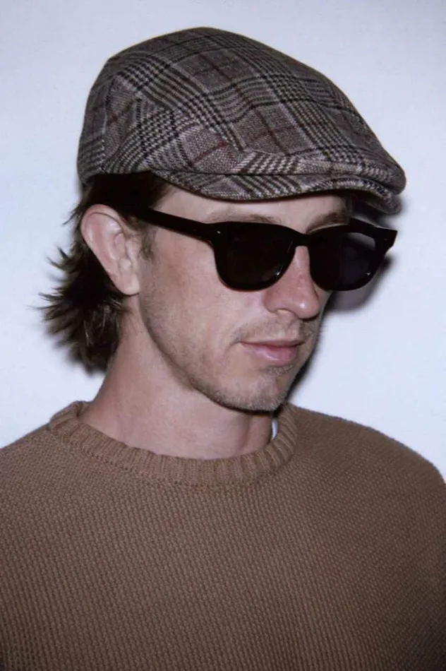 MenWomen 20th Anniversary Hooligan Flat Cap Brown Plaid Brixton Caps