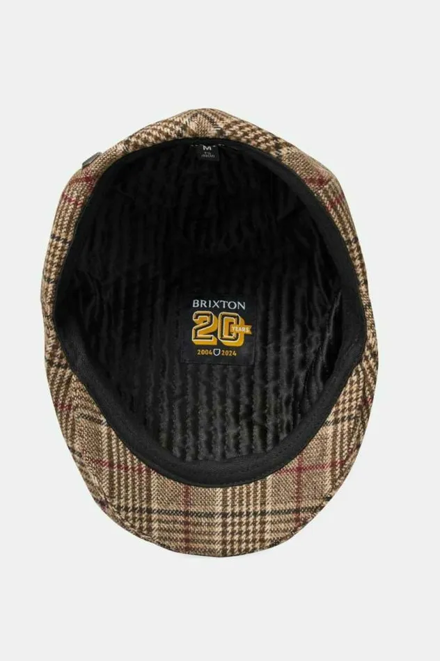 MenWomen 20th Anniversary Hooligan Flat Cap Brown Plaid Brixton Caps