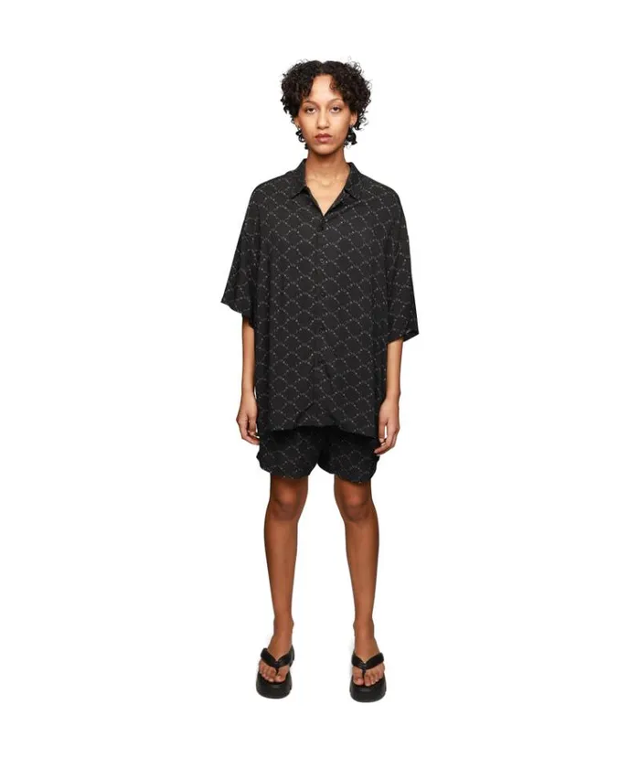 MenWomen PANTS and SHORTS Vertere Berlin MONOGRAM VISCOSE SHORTS 8211 BASIC PATTERN BLACK