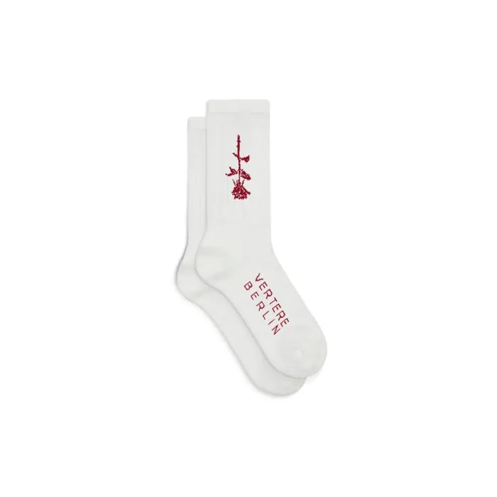 MenWomen SOCKS Vertere Berlin REVERSE ROSE TENNIS SOCKS 8211 WHITE RED