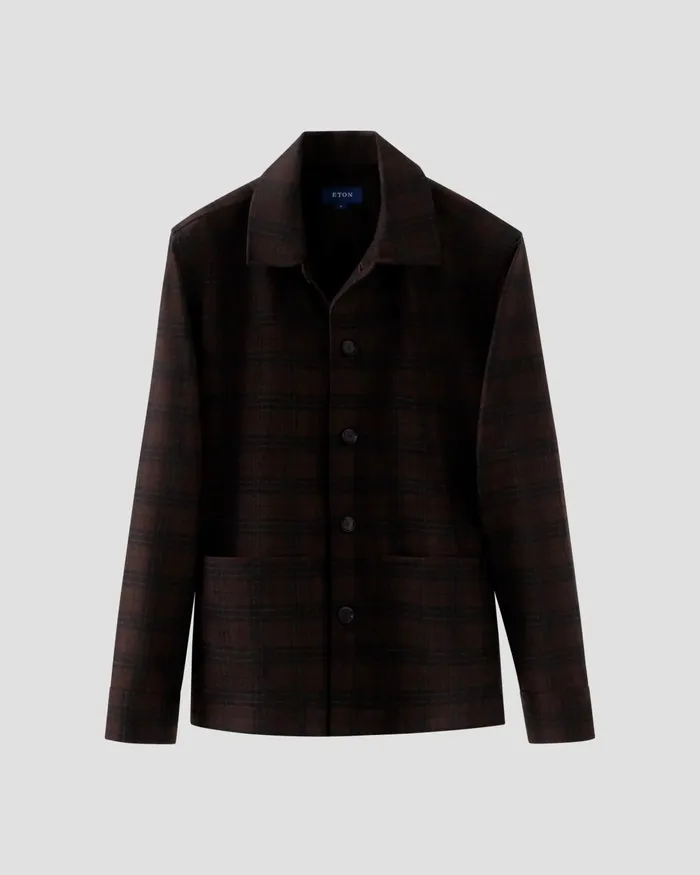 Men Wool Cashmere Overshirt Brown Eton Overshirts Men Wool Cashmere Overshirt Brown Eton Overshirts