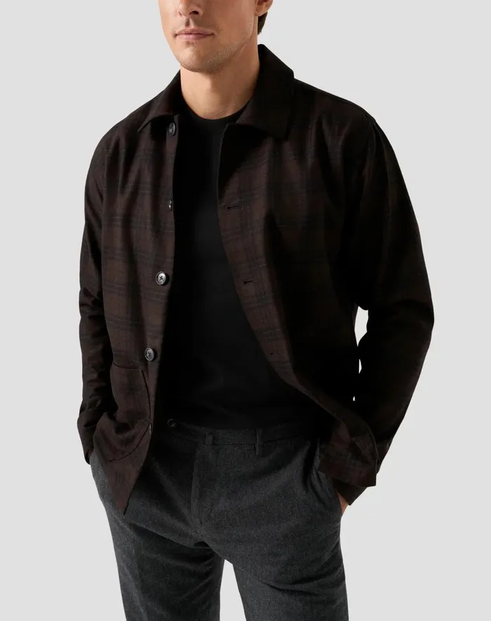 Men Wool Cashmere Overshirt Brown Eton Overshirts Men Wool Cashmere Overshirt Brown Eton Overshirts