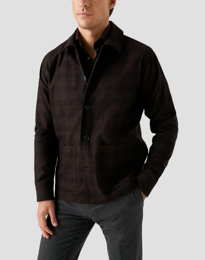 Men Wool Cashmere Overshirt Brown Eton Overshirts Men Wool Cashmere Overshirt Brown Eton Overshirts