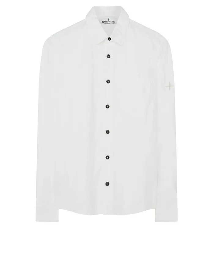 Mens 12501 LongSleeve Shirt In White Stone Island Shirts