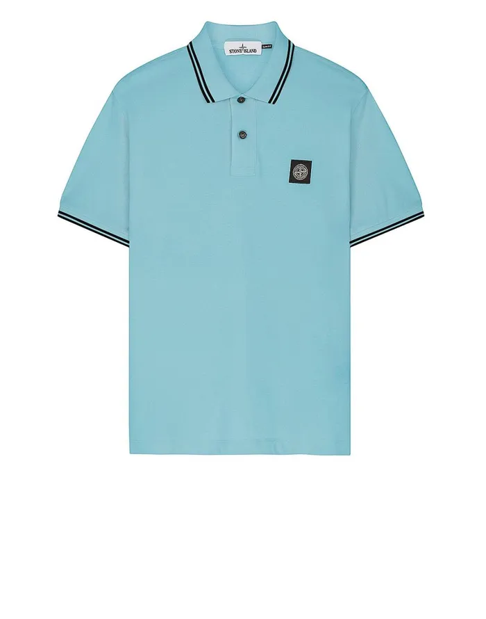 Mens 22S18 Short Sleeve Polo Shirt In Aqua Stone Island Polo Shirts