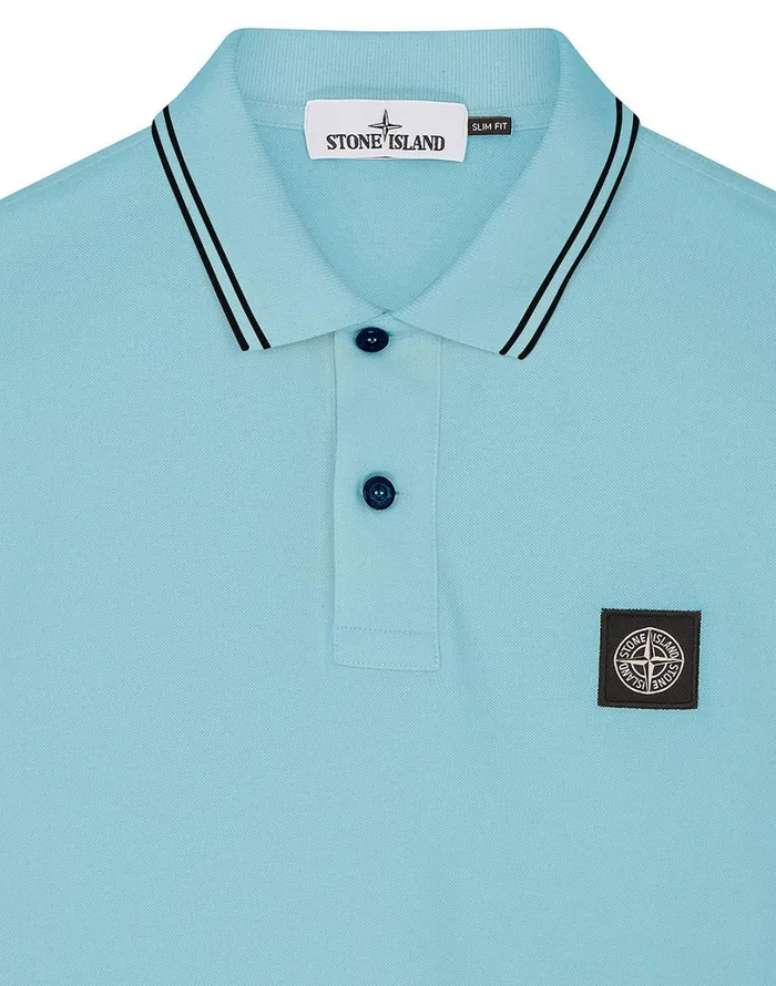Mens 22S18 Short Sleeve Polo Shirt In Aqua Stone Island Polo Shirts