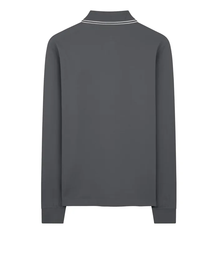 Mens 2Ss18 Long Sleeve Polo Shirt In Charcoal Stone Island Polo Shirts