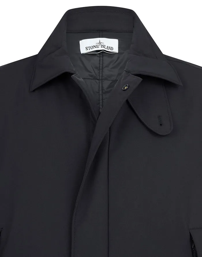 Mens 41727 Soft ShellR With Primaloft Insulation Trench Coat In Black Stone Island Coats 038 Jackets