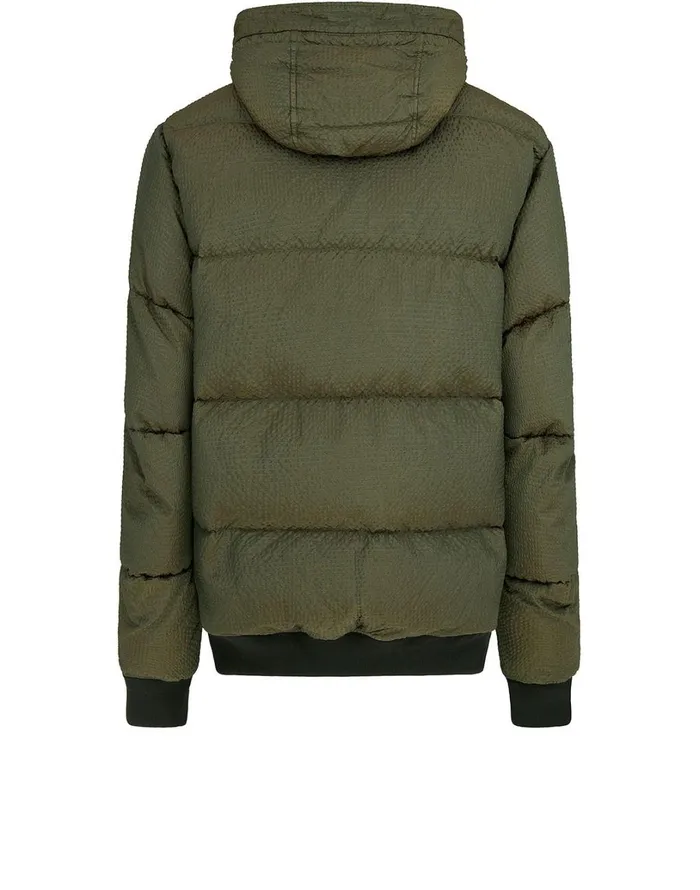 Mens 42634 PolyColour Frame DownTc Hooded Blouson In Dark Forest Stone Island Coats 038 Jackets