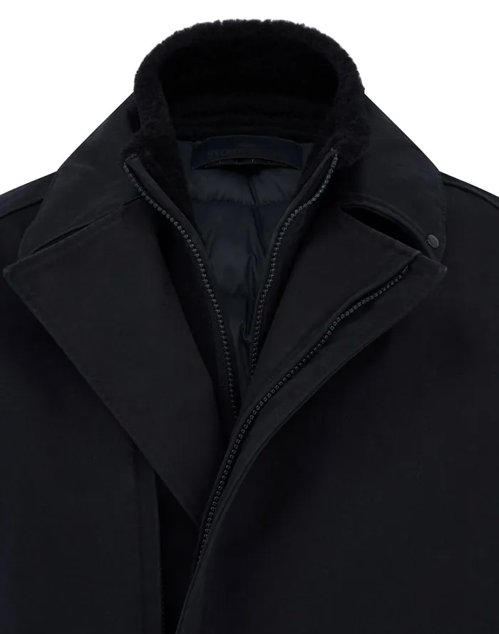 Mens 440F1 Raso Gommato Double Ghost Piece With Detachable Lining Trench Coat In Navy Stone Island Coats 038 Jackets