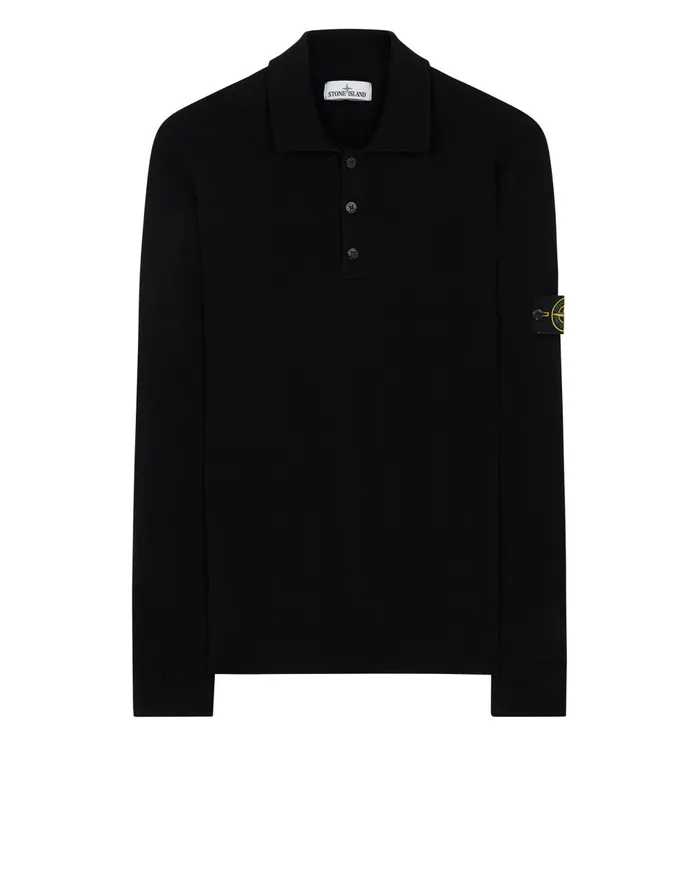 Mens 512A1 Knitted Polo Shirt In Black Stone Island Polo Shirts