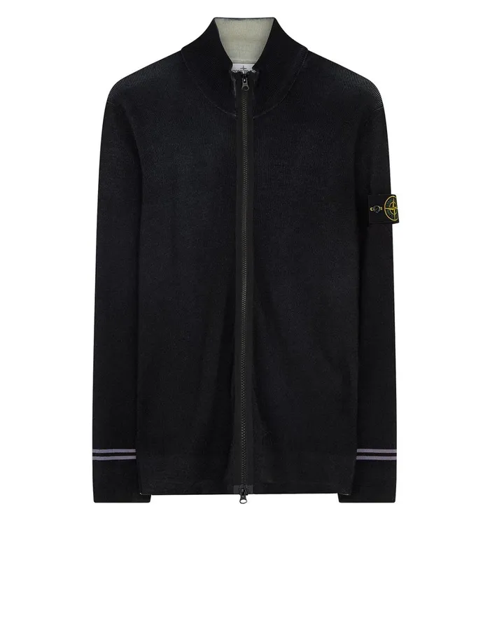 Mens 556A8 Fast Dye Airbrush Knitted Cardigan In Marine Blue Stone Island Knitwear