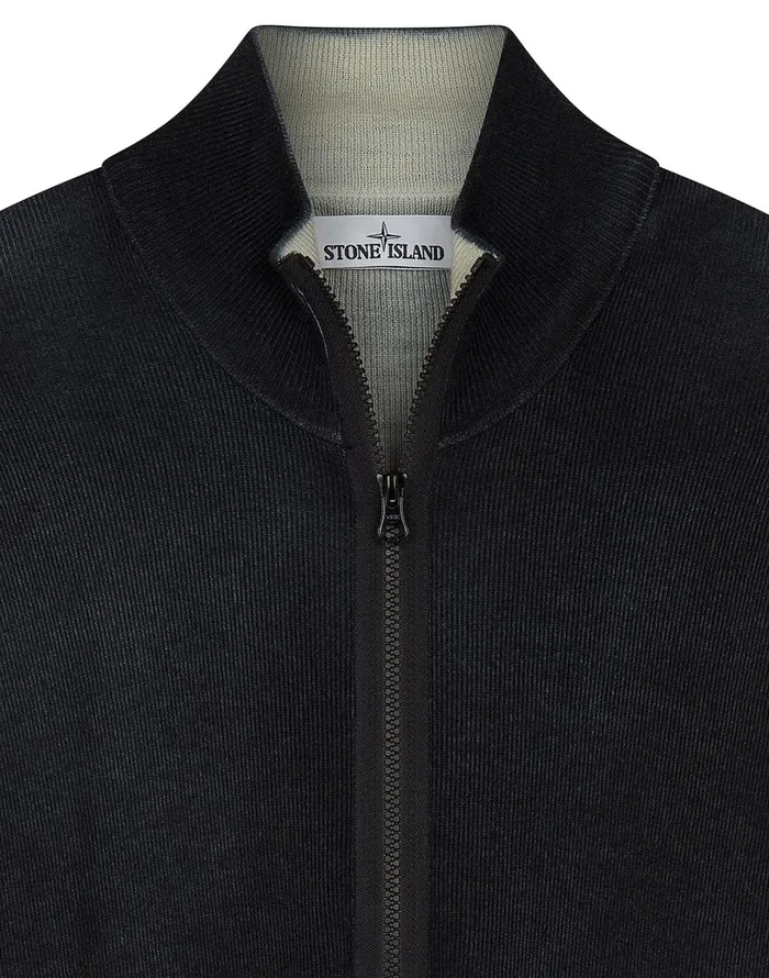 Mens 556A8 Fast Dye Airbrush Knitted Cardigan In Marine Blue Stone Island Knitwear