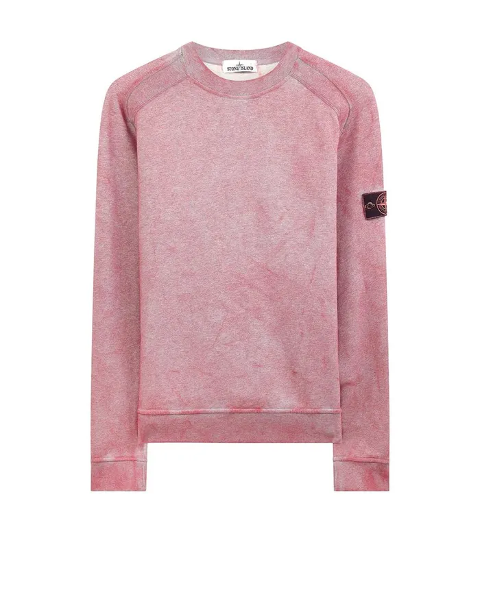 Mens 62290 Dust Colour Treatment Crewneck Sweatshirt In Fuchsia Stone Island Sweatshirts