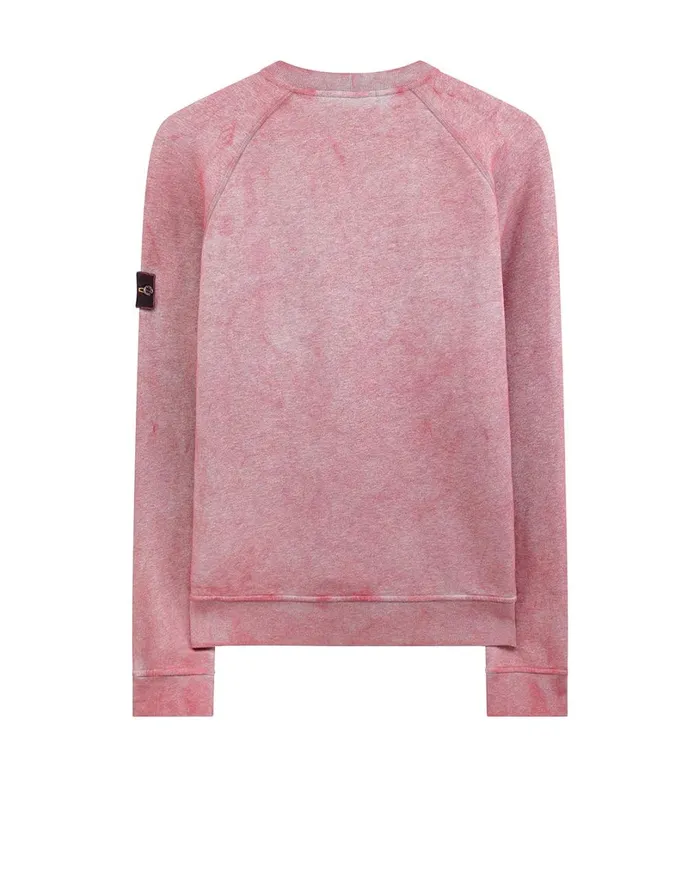 Mens 62290 Dust Colour Treatment Crewneck Sweatshirt In Fuchsia Stone Island Sweatshirts