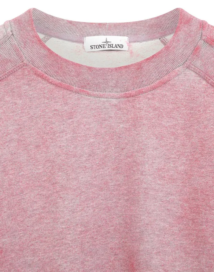 Mens 62290 Dust Colour Treatment Crewneck Sweatshirt In Fuchsia Stone Island Sweatshirts