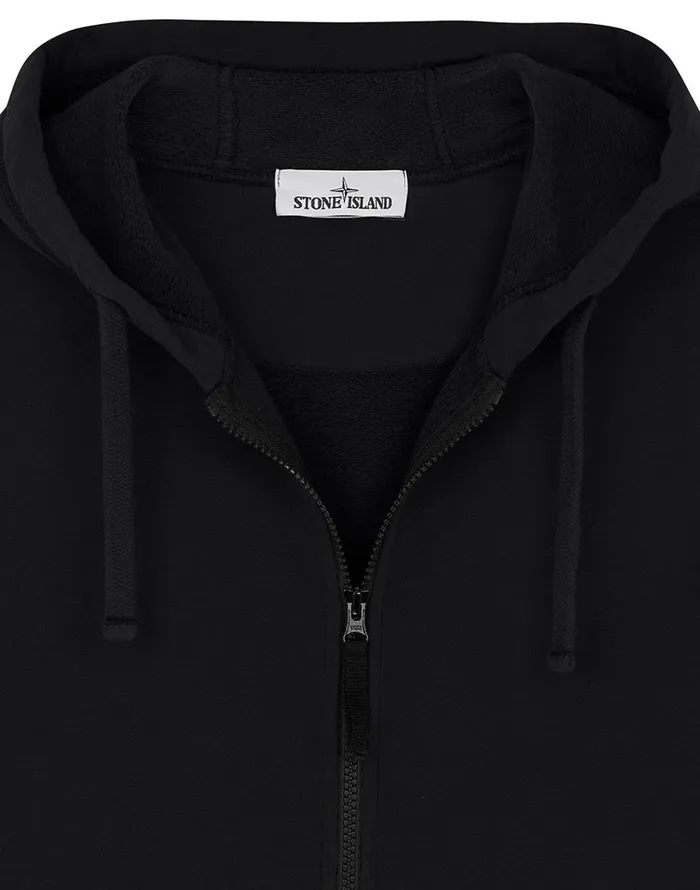 Mens 64220 Hooded Full Zip Sweatshirt In Black Stone Island Sweatshirts