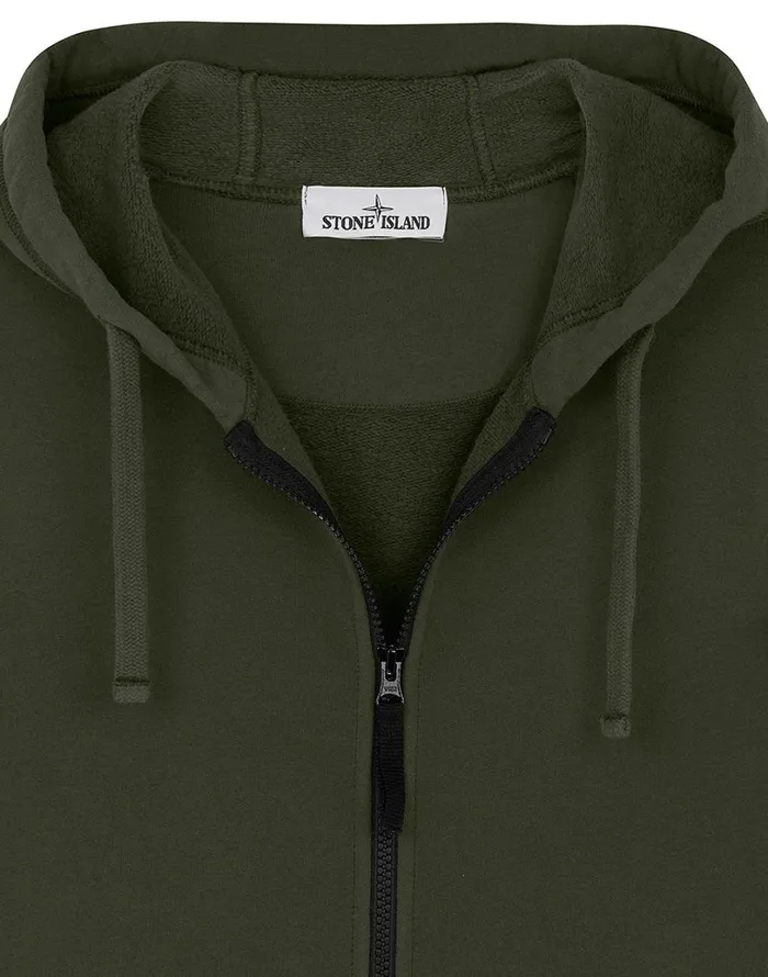 Mens 64220 Hooded Full Zip Sweatshirt In Dark Forest Stone Island Sweatshirts