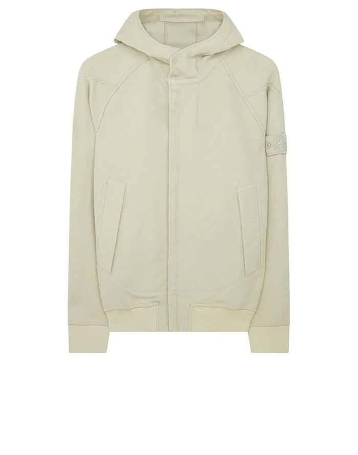 Mens 651F5 Hooded Full Zip Sweatshirt In Beige Stone Island Sweatshirts