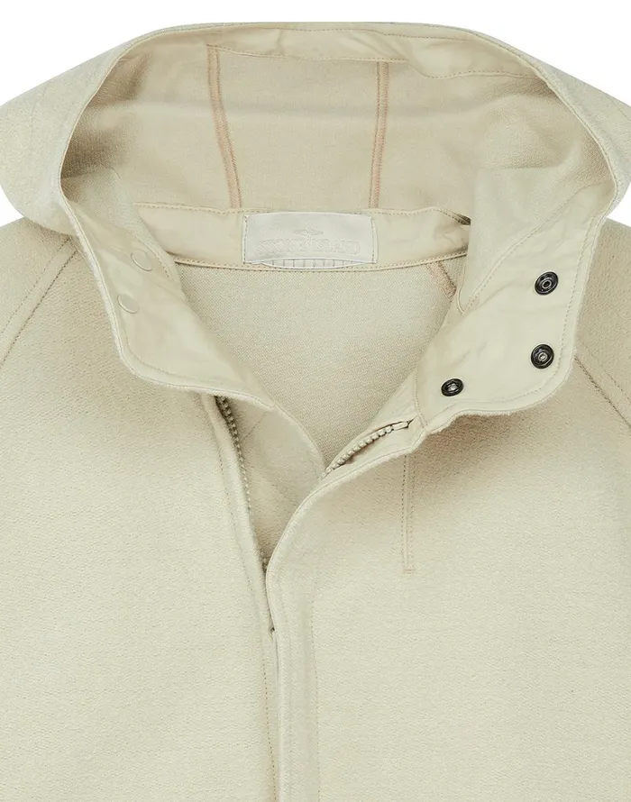 Mens 651F5 Hooded Full Zip Sweatshirt In Beige Stone Island Sweatshirts
