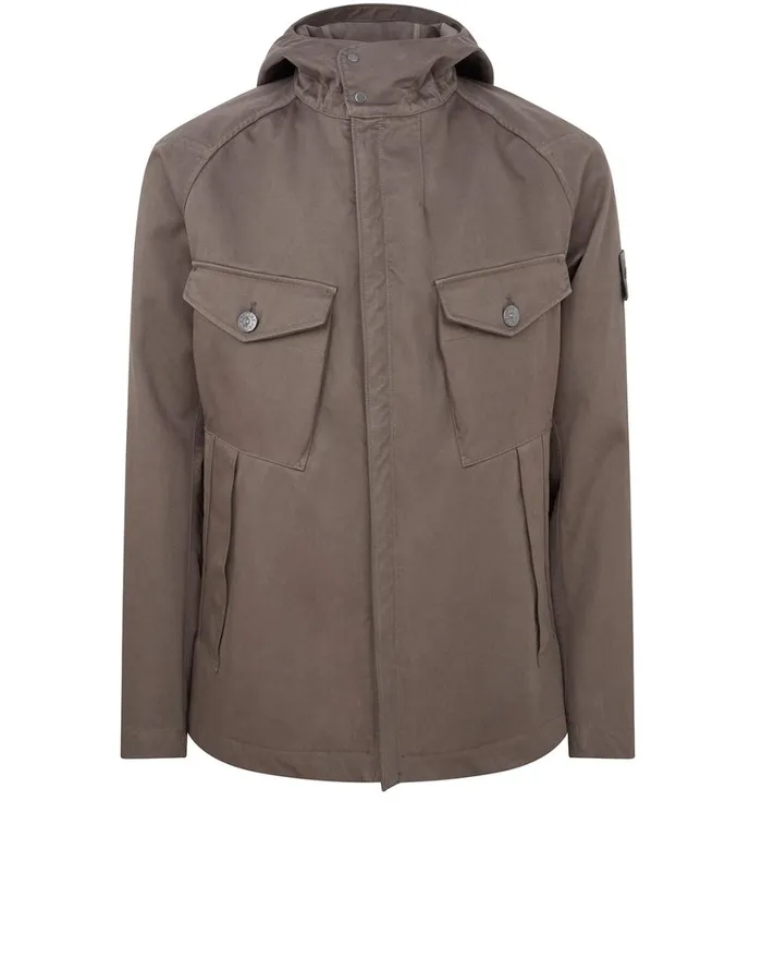 Mens Coats and Jackets Stone Island 441F1 Raso Gommato Double Ghost Piece Hooded Jacket In Smoky GreyJackets Smoky Grey Mens Coats and Jackets Stone Island 441F1 Raso Gommato Double Ghost Piece Hooded Jacket In Smoky GreyJackets Smoky Grey