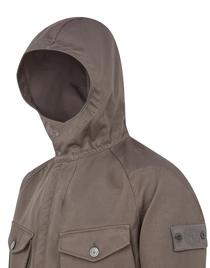 Mens Coats and Jackets Stone Island 441F1 Raso Gommato Double Ghost Piece Hooded Jacket In Smoky GreyJackets Smoky Grey