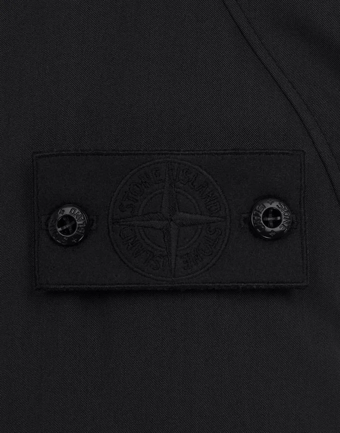 Mens Coats and Jackets Stone Island 716F2 Stretch Wool NylonTc Down Ghost Piece Fishtail Parka In BlackJackets Black