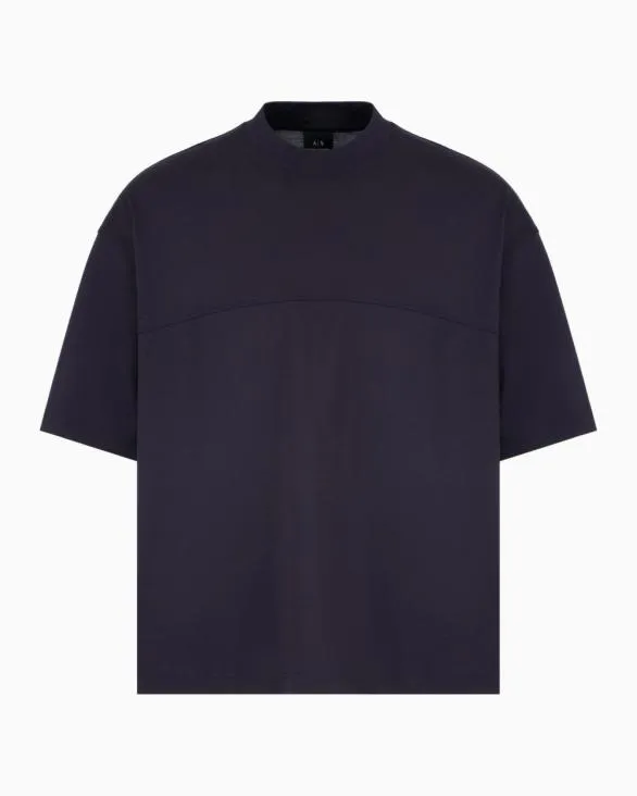 Mercerized Cotton Shortsleeved Sweatshirt Navyblue Men Armani Sweatshirts