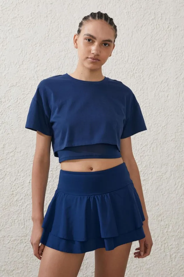 Mesh Layered Tshirt Navy Peony Women Cotton On Tops