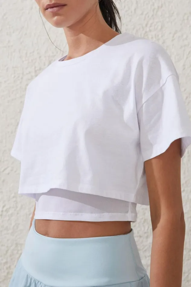 Mesh Layered Tshirt White Women Cotton On Tops