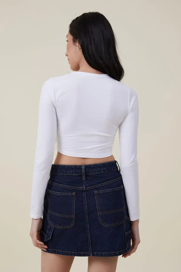Micro Crop Long Sleeve Top White Women Cotton On Tops Micro Crop Long Sleeve Top White Women Cotton On Tops