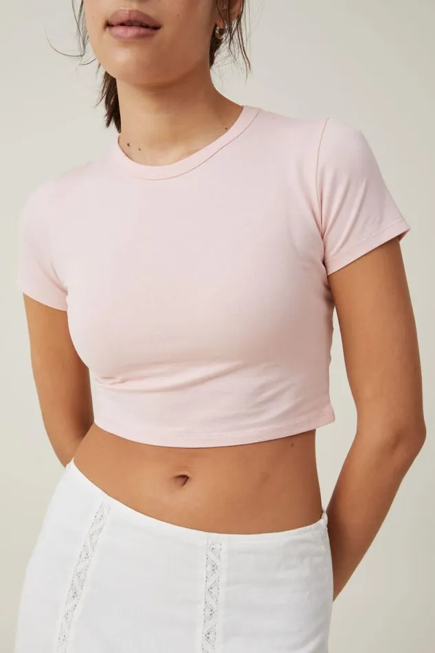 Micro Crop Tee Rose Quartz Women Cotton On Tops Micro Crop Tee Rose Quartz Women Cotton On Tops
