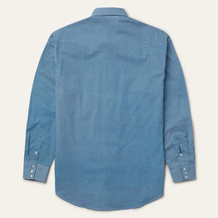 Micro Print Western Shirt Blue Men Stetson Western Shirts