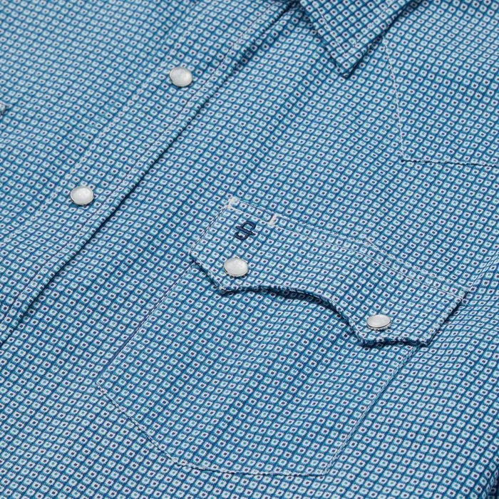 Micro Print Western Shirt Blue Men Stetson Western Shirts