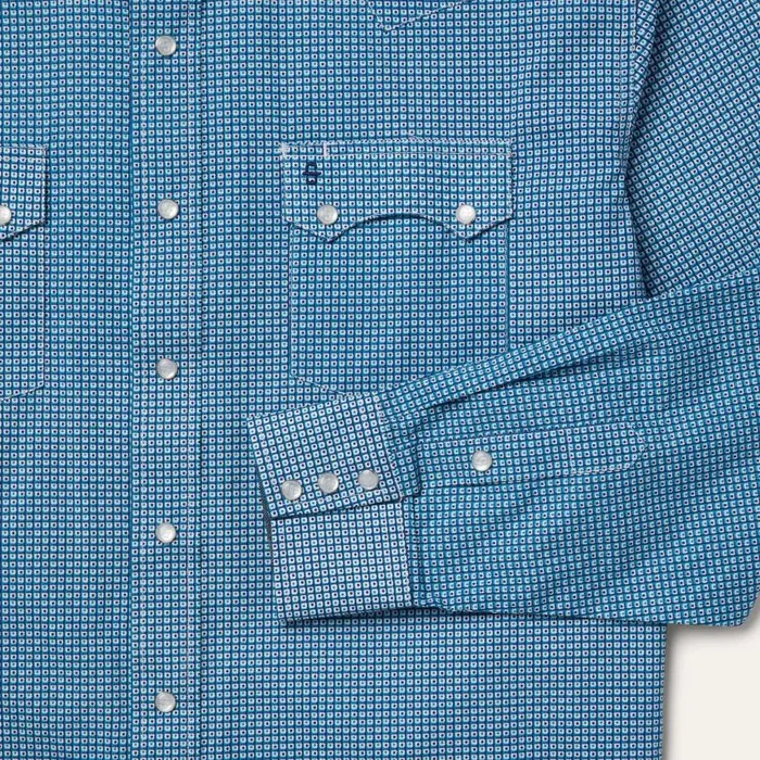 Micro Print Western Shirt Blue Men Stetson Western Shirts