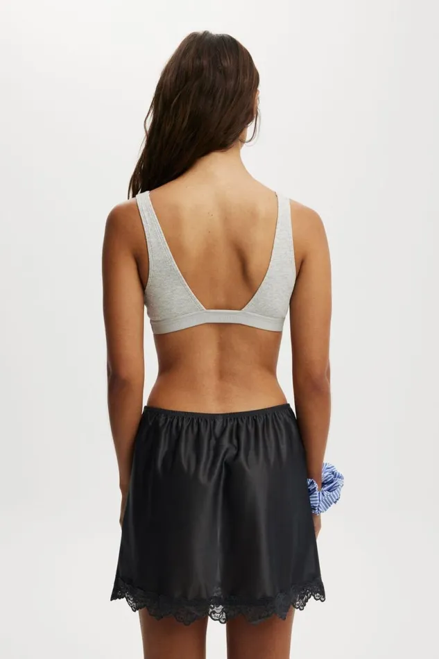 Mini Slip Skirt With Lace Ebony Women Cotton On Pajamas
