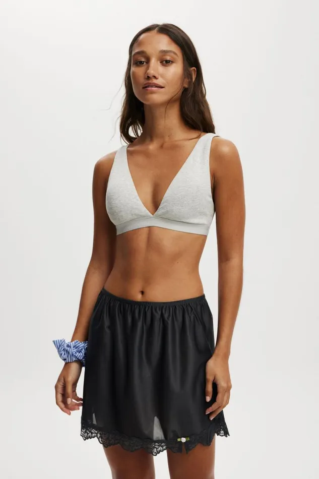 Mini Slip Skirt With Lace Ebony Women Cotton On Pajamas