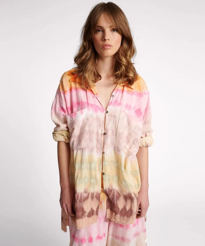 MIRAGE HAND DYED MUSLIN LONGLINE SHIRT Women One Teaspoon Shirts