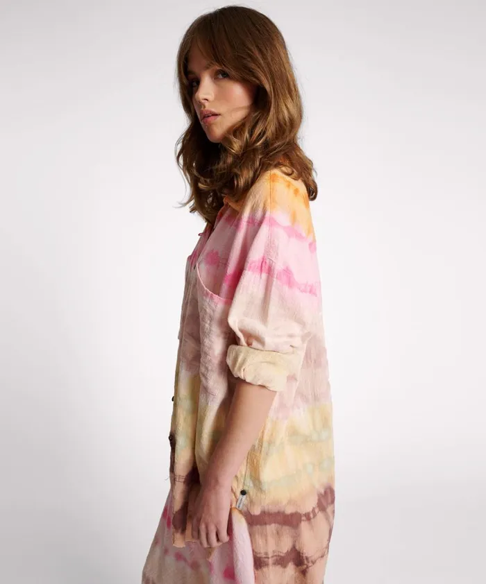 MIRAGE HAND DYED MUSLIN LONGLINE SHIRT Women One Teaspoon Shirts MIRAGE HAND DYED MUSLIN LONGLINE SHIRT Women One Teaspoon Shirts