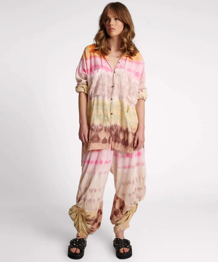 MIRAGE HAND DYED MUSLIN LONGLINE SHIRT Women One Teaspoon Shirts MIRAGE HAND DYED MUSLIN LONGLINE SHIRT Women One Teaspoon Shirts