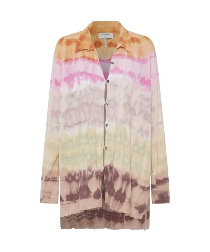 MIRAGE HAND DYED MUSLIN LONGLINE SHIRT Women One Teaspoon Shirts MIRAGE HAND DYED MUSLIN LONGLINE SHIRT Women One Teaspoon Shirts