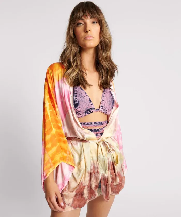MIRAGE HAND DYED SATIN KIMONO Women One Teaspoon Jackets